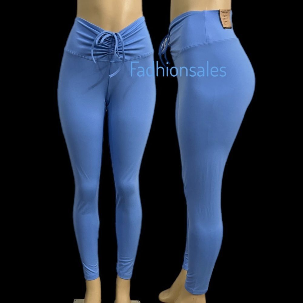 Victoria’s Secret Pink Active high Waist Full Length Ruched V leggings Blue XL